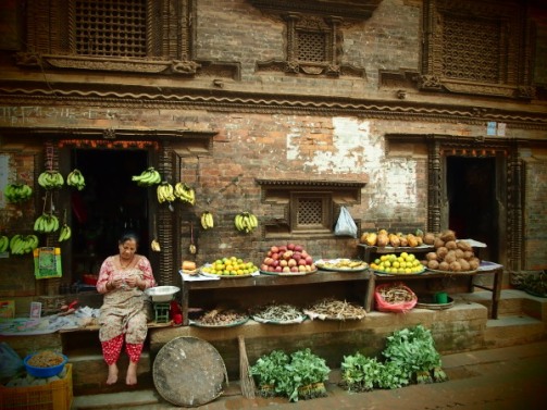 A market in the ancient Newari city of Bhaktapu